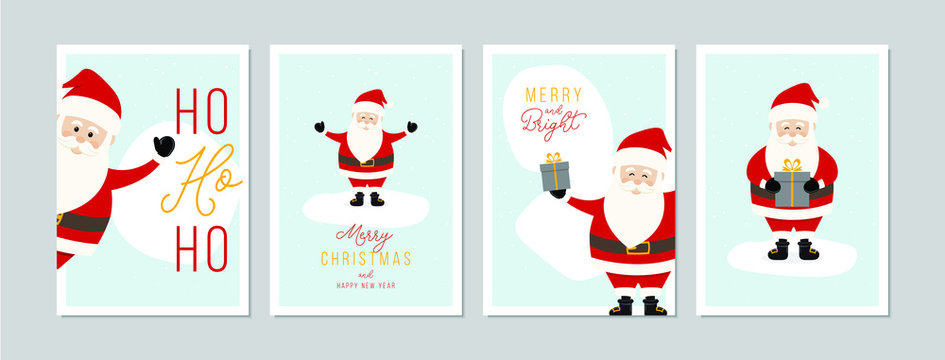 Merry Christmas cards set with hand drawn elements. Doodles and sketches vector Christmas illustrations, DIN A6.