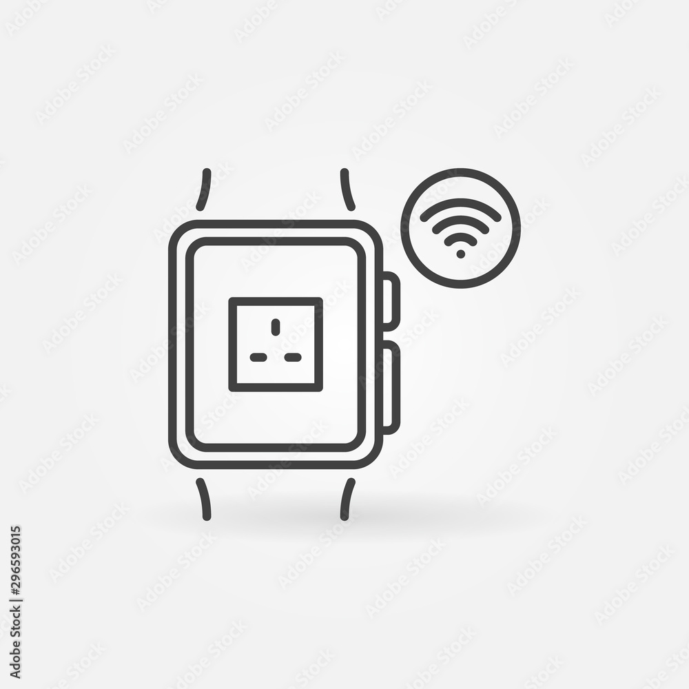 Poster smart watch with uk smart socket app vector icon in thin line style
