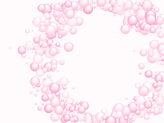 Pink soap foam bubbles vector concept, abstract shampoo soapy effect background.