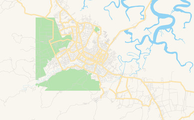Obraz premium Printable street map of Langsa, Indonesia