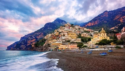 Foto auf Acrylglas Strand von Positano, Amalfiküste, Italien Positano-Stadt an der Amalfiküste, Italien