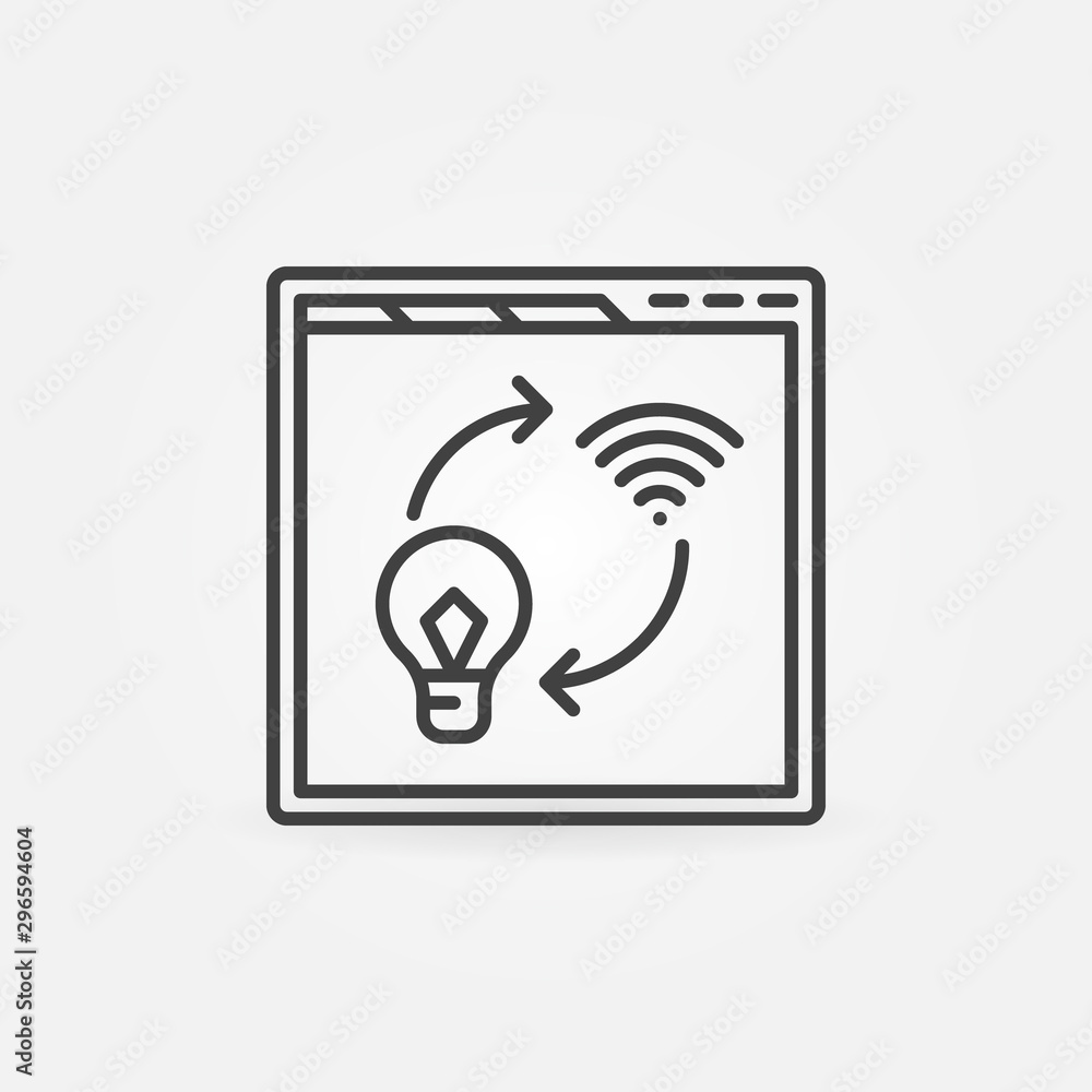 Poster web browser with light bulb and wifi outline icon or design element