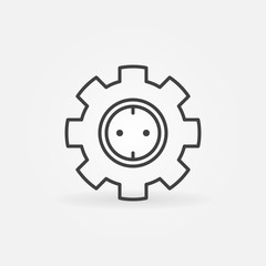 Gear with socket vector concept icon or symbol in thin line style