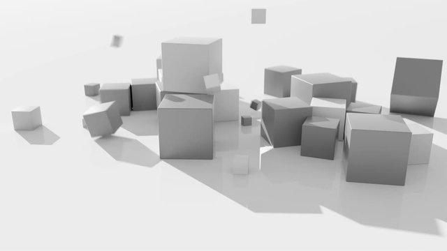 4K Abstract Falling Cubes. 3D CGI animation.