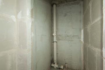 Russia, Moscow- May 21, 2019: interior room apartment. standard repair decoration. rough repair for self-finishing. finishing stage of construction