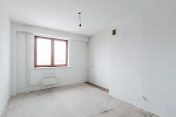 Fototapeta premium Russia, Moscow- May 21, 2019: interior room apartment. standard repair decoration. rough repair for self-finishing. finishing stage of construction