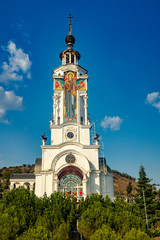 Fototapeta na wymiar Temple-Lighthouse St. Nicholas of Myra in the village Malorechenskoye. Crimea.