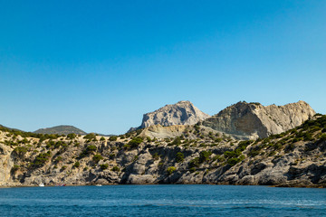 Fototapeta premium Die Felsen der Bucht die Neue Welt in Krim