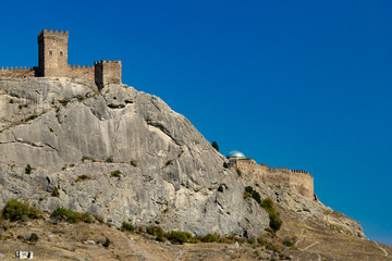 Ancient Genoese fortress in the city of Sudak, Crimea, Russia