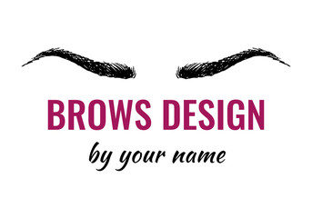 Eyebrow shape vector logo, female brows drawing for beauty studio, design isolated on white background