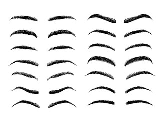 Eyebrows shapes vector set, sketch collection isolated on white background © Fandorina Liza