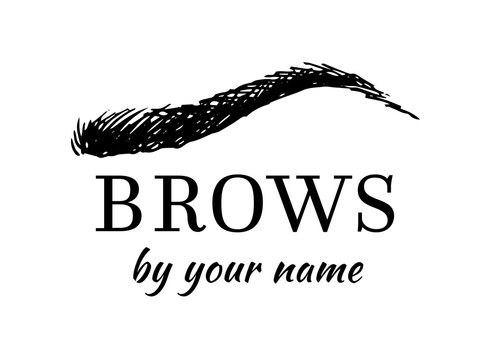 Eyebrow shape vector logo, female brow drawing for beauty studio, design isolated on white background