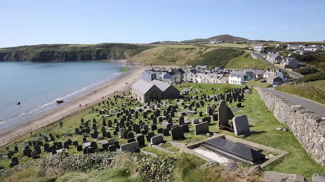 Aberdaron Wales the Llyn Peninsula view to the town from the east