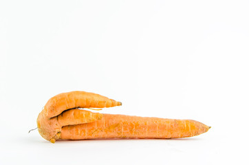 ugly food. carrot on a white background