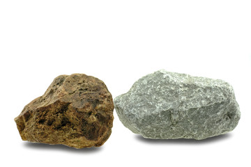 Close up granite stone at white background