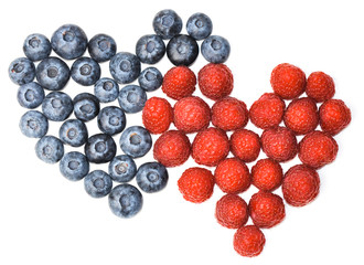 blueberries and raspberries