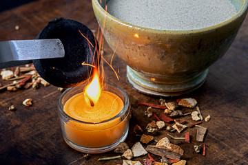 light the coal for incense, herbs, resins and other organic materials