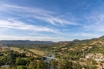 Fototapeta na wymiar Sisteron, Alps, france - View to the Durance valley from the Citadel