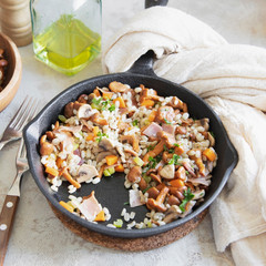 Wild mushroom and champignon barley risotto.