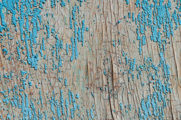 Old and peeling paint Over time, the blue paint peeled off from the old boards and the wood texture cracked. Vintage Abstract Grunge Background
