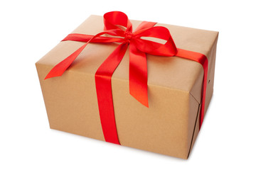 Beautiful gift box on white background. Present for Christmas