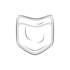 eans or shirt pocket black and white print design. Vector Illustration.