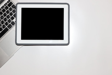 tablet and keyboard on a white background