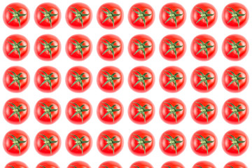 Vegetable pattern of red tomatoes on white background. Isolated on white background