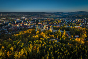 Svata Hora is an important Baroque complex and pilgrimage site on the hill (586 m) near Pribram. inside the high stone terrace stands the originally Gothic Church of the Assumption in 1660–1673.