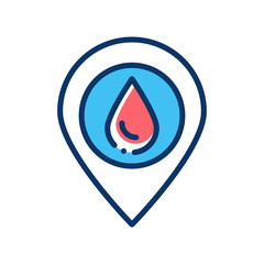 Blood bank location color line icon. Transfusion,donation, charity concept. Pictogram for web, mobile app, promo. UI UX design element.
