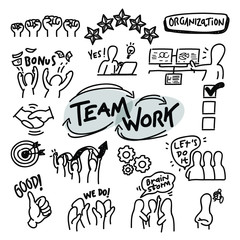 Team work organization vector handdrawn