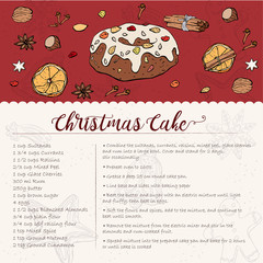 traditional Christmas Cake recipe with candied fruit and nuts.