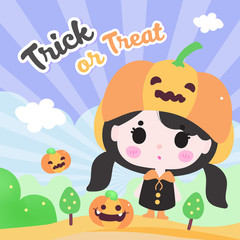 Naklejka premium Halloween Pumpkin witch jack o lantern 