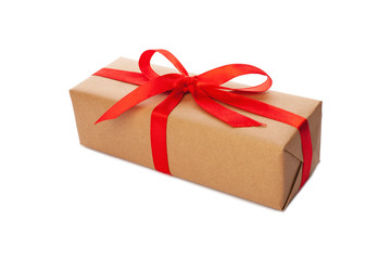 Beautiful gift box on white background. Present for Christmas
