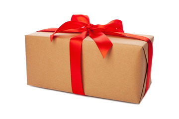Beautiful gift box on white background. Present for Christmas