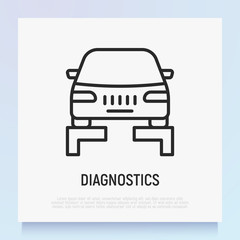 Car lift thin line icon. Modern vector illustration for car service.