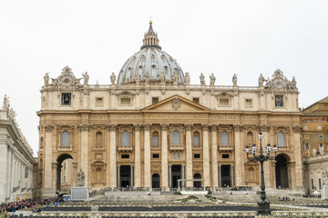 Fototapeta na wymiar Rome, Lazio / Italy - March 21st, 2016: The Papal Basilica of San Pietro In Vatican