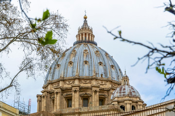 Fototapeta na wymiar Rome, Lazio / Italy - March 21st, 2016: Dome of the Basilica of San Pietro In Vatican