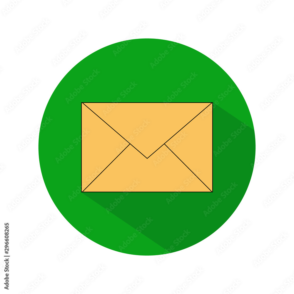 Aufkleber simple design of a closed envelope in a green circle on a white background