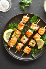 Barbecue salmon skewers
