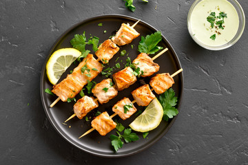 Barbecue salmon skewers
