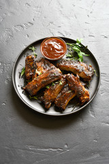 Spicy hot grilled spare ribs