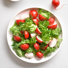 Radish salad with lettuce leaves