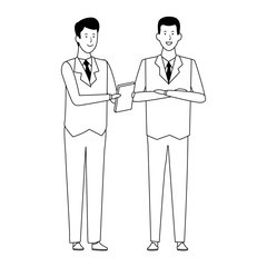 cartoon business men standing icon