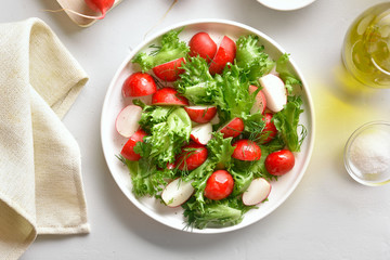 Radish salad with lettuce leaves