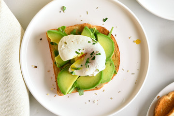 Poached eggs on toasted bread