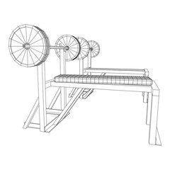 Barbell with weights. Gym equipment. Bodybuilding, powerlifting, fitness concept. Wireframe low poly mesh vector illustration.