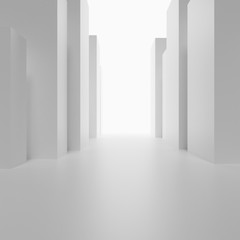 Corridor 3d city squares abstract 3d render