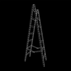 Step ladder. Wireframe low poly mesh vector illustration