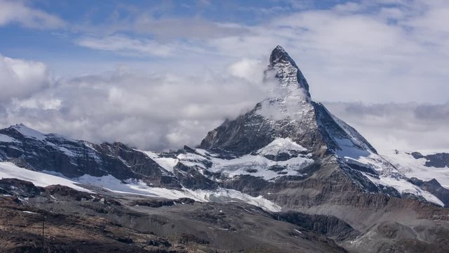 View towards Matterhorn from Gornergrat in Switzerland - Time Lapse Video